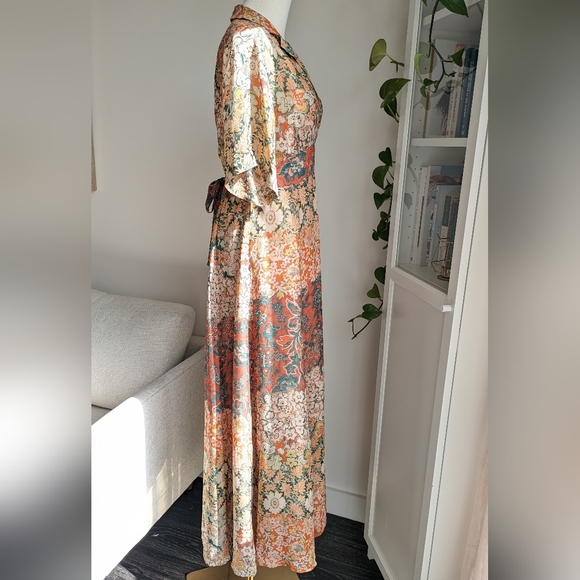 Moulinette Soeurs Printed Silk Maxi Dress sz 6 - Picture 4 of 14